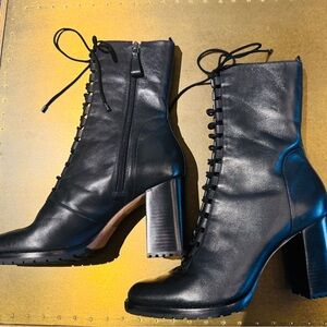 Alexandre Birman Evelyn Black Lace-Up Women's Boots-New